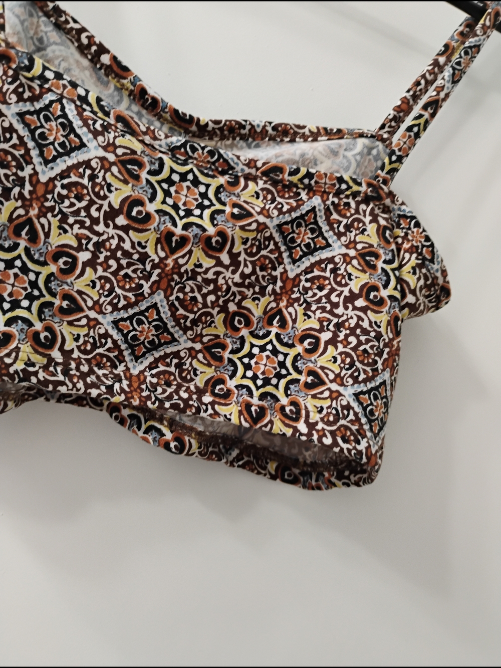 EARTHBOUND Brown Multi-Patterned Spaghetti Strap Crop Cami - Picture 4 of 4